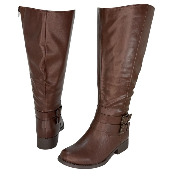 Style & Co Maliaa Brown Faux Leather Wide Calf Knee High Womens Boots Size 6M - Picture 10 of 13
